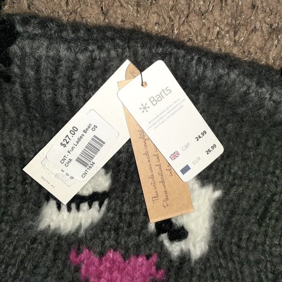 BARTS-Grizly Beanie-Hand Knit-Dark Gray-NEW WITH TAGS - Picture 3 of 3